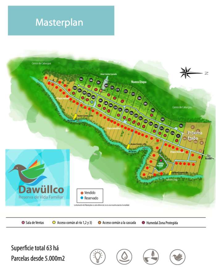 Planos Venta Parcela 51 C en Loteo Dawlco con orilla de ro